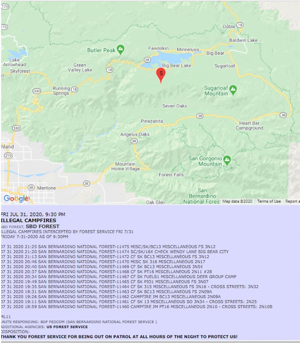 Forest Illegal Campfires MAP