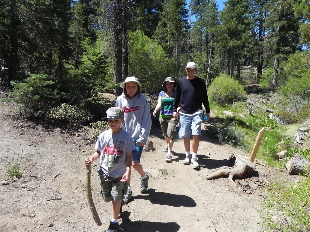 Family hiking the Trail