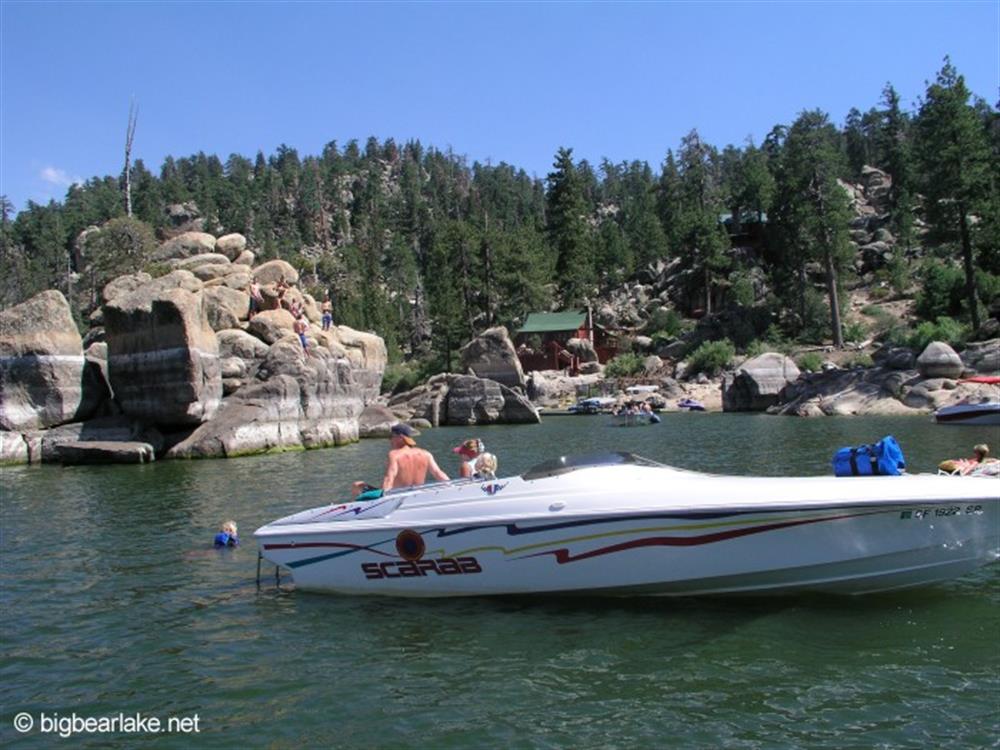 Scarab race boat near China Island