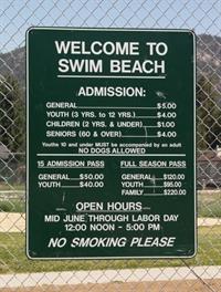 Rates for the Swim Beach Big Bear