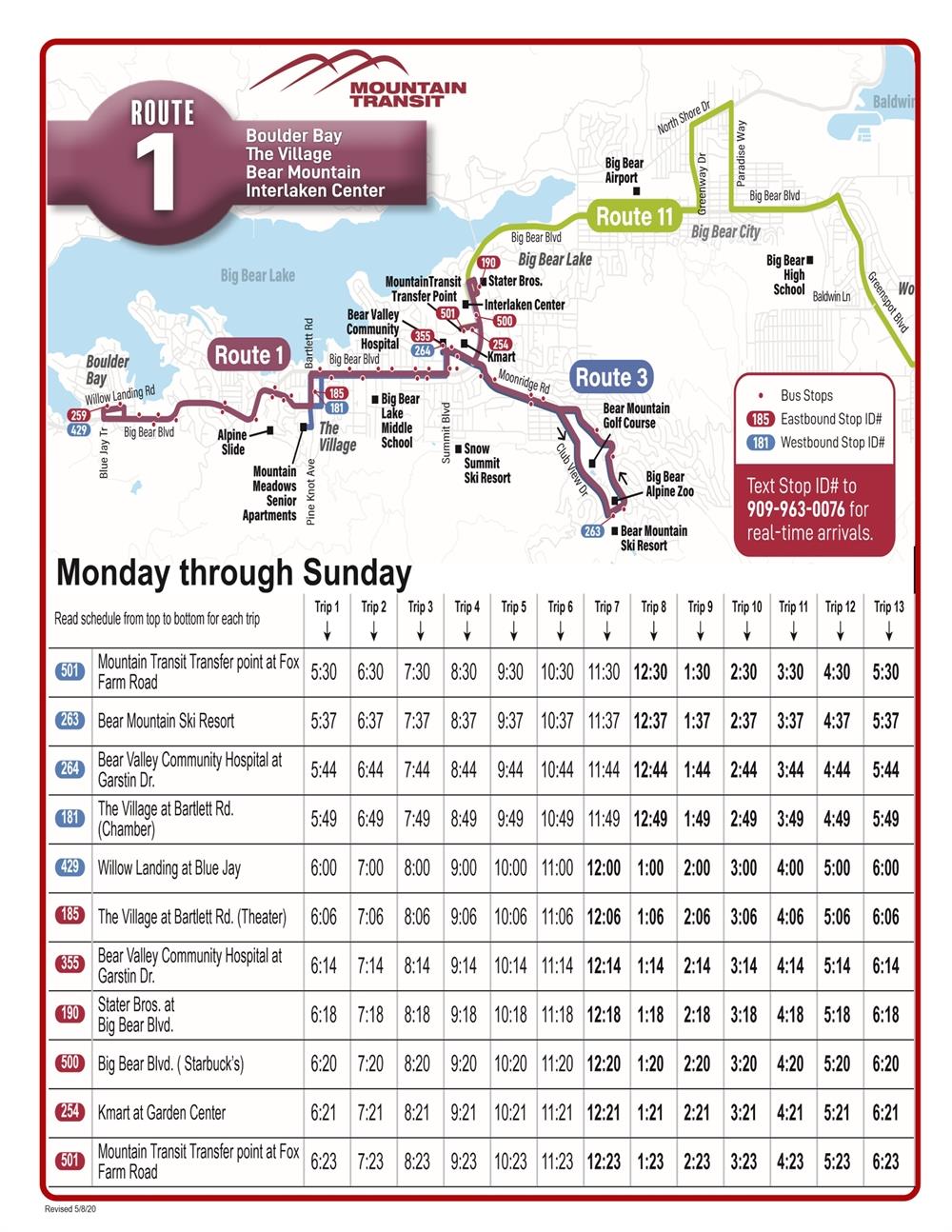 Big Bear Lake Bus Route 1
